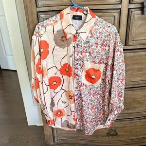 Vici Red and Orange Floral Blouse